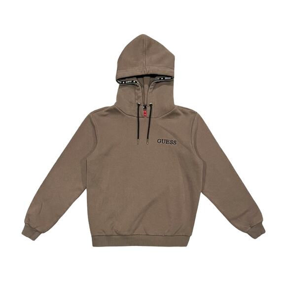 ★ GUESS Los Angeles Chest Logo Light Brown Embroidered Hoodie ★ - Picture 1 of 8